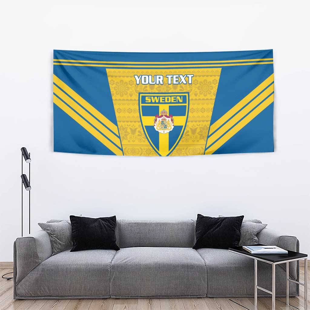 Custom Sweden Football Tapestry Go Blagult - Scandinavian Pattern - Wonder Print Shop
