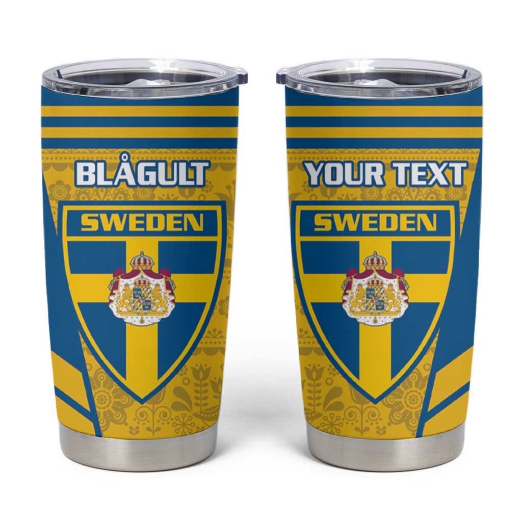Personalised Sweden Football Tumbler Cup Go Blagult - Scandinavian Pattern - Wonder Print Shop