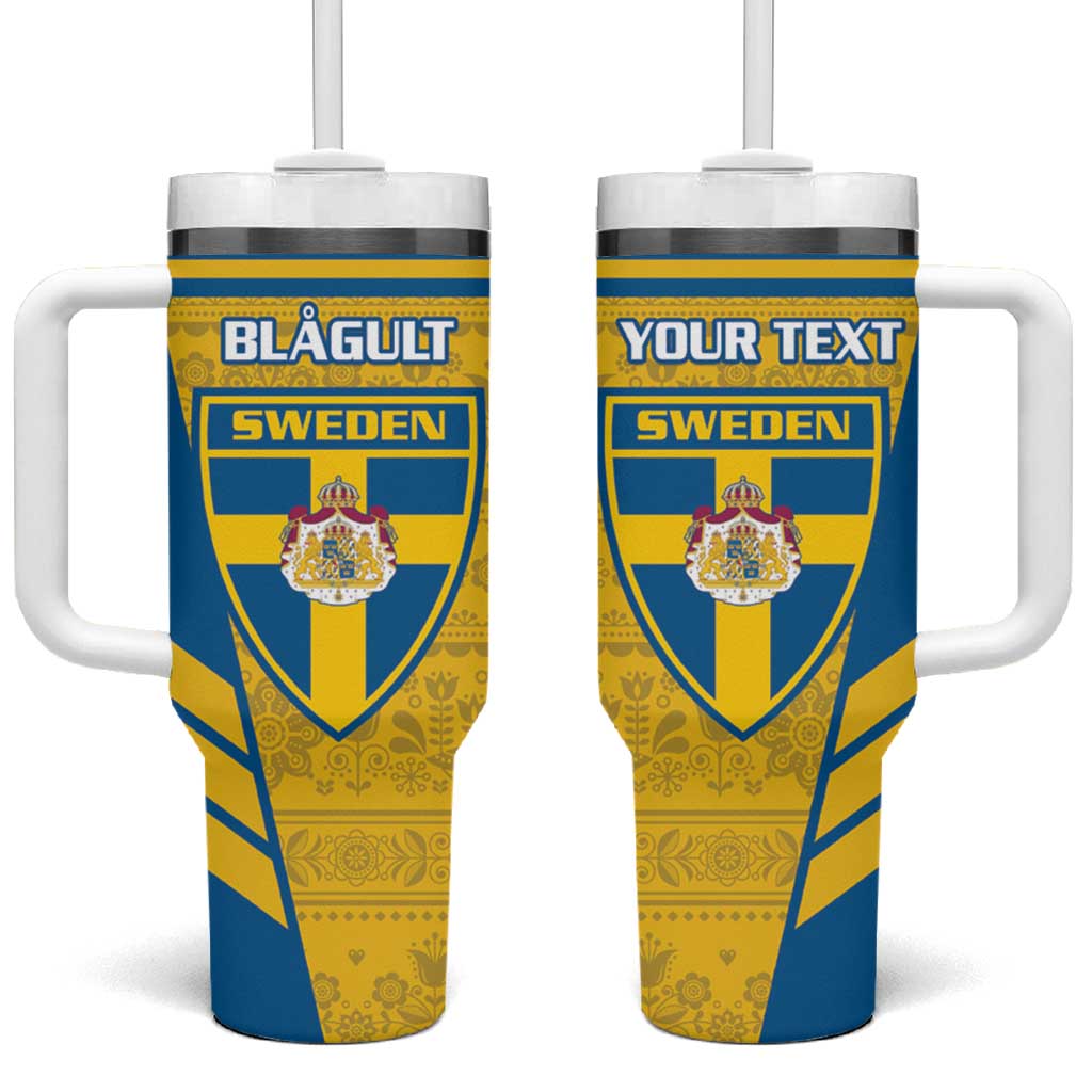 Personalised Sweden Football Tumbler With Handle Go Blagult - Scandinavian Pattern - Wonder Print Shop