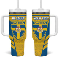 Personalised Sweden Football Tumbler With Handle Go Blagult - Scandinavian Pattern - Wonder Print Shop