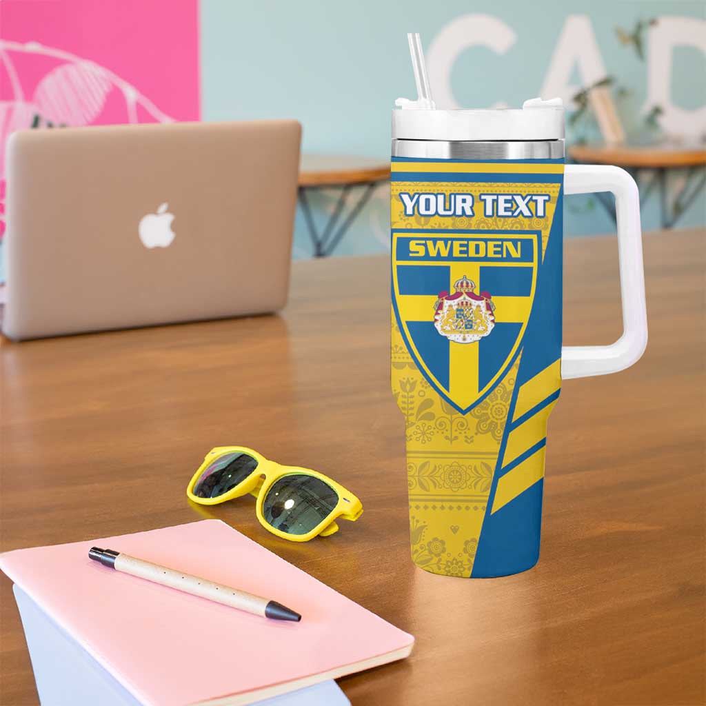 Personalised Sweden Football Tumbler With Handle Go Blagult - Scandinavian Pattern - Wonder Print Shop
