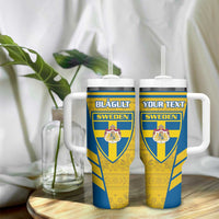 Personalised Sweden Football Tumbler With Handle Go Blagult - Scandinavian Pattern - Wonder Print Shop