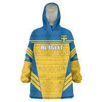 Custom Sweden Football Wearable Blanket Hoodie Go Blagult - Scandinavian Pattern - Wonder Print Shop