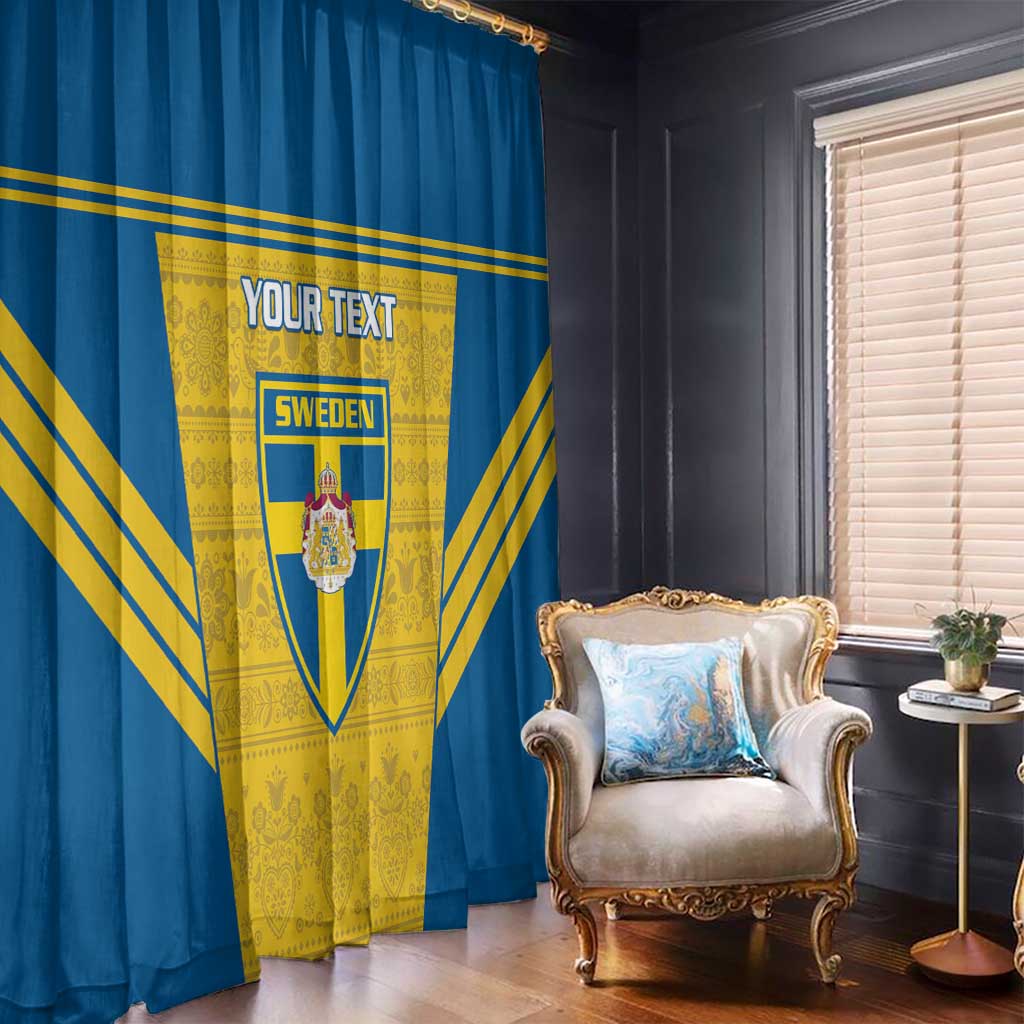 Custom Sweden Football Window Curtain Go Blagult - Scandinavian Pattern - Wonder Print Shop