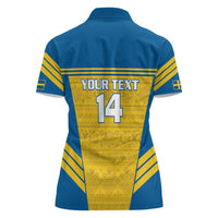 Custom Sweden Football Women Polo Shirt Go Blagult - Scandinavian Pattern - Wonder Print Shop