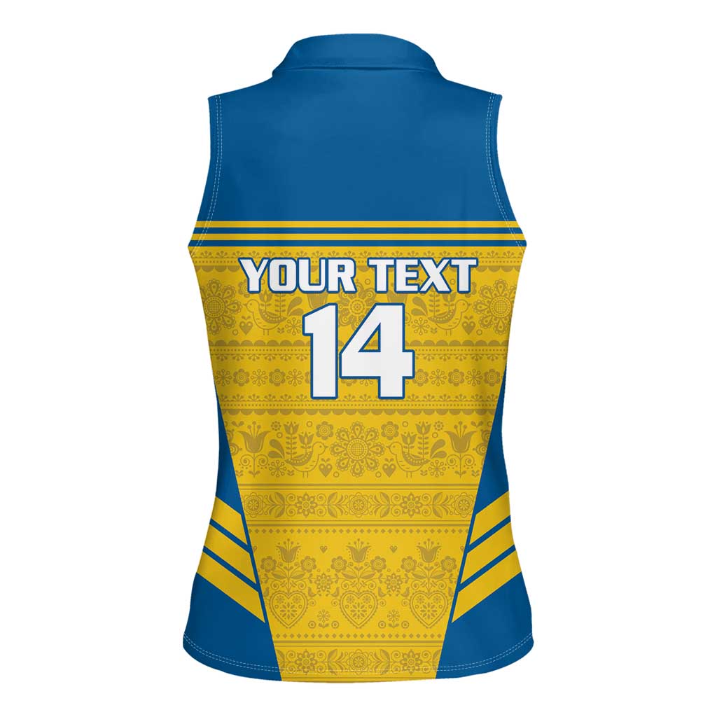 Custom Sweden Football Women Sleeveless Polo Shirt Go Blagult - Scandinavian Pattern - Wonder Print Shop