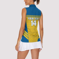 Custom Sweden Football Women Sleeveless Polo Shirt Go Blagult - Scandinavian Pattern - Wonder Print Shop