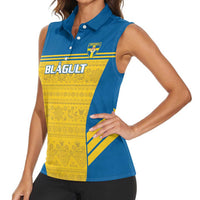 Custom Sweden Football Women Sleeveless Polo Shirt Go Blagult - Scandinavian Pattern - Wonder Print Shop