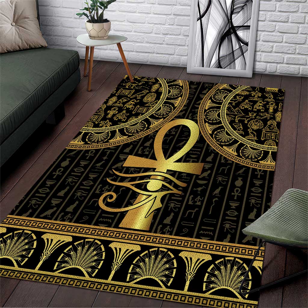 Ancient Egypt Ankh and Eye Of Horus Area Rug Egyptian Hieroglyphs - Wonder Print Shop