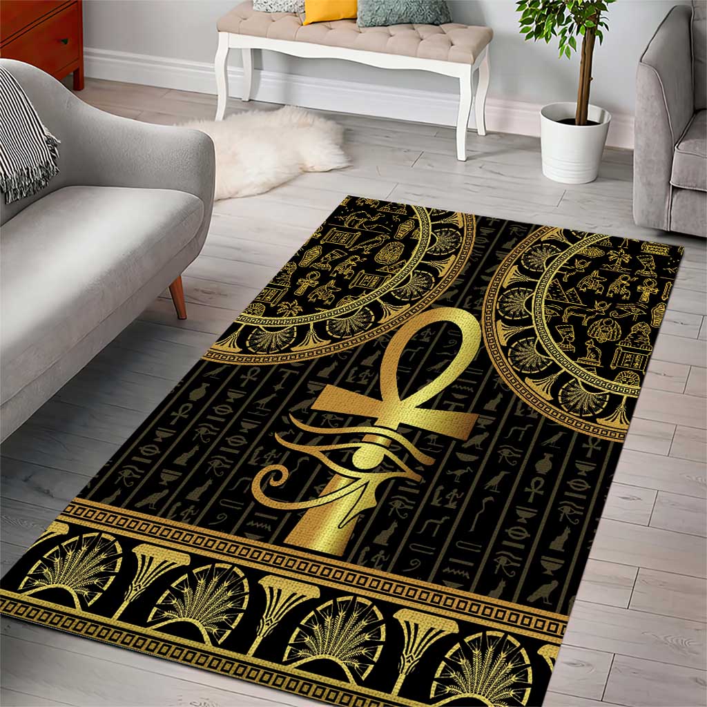 Ancient Egypt Ankh and Eye Of Horus Area Rug Egyptian Hieroglyphs - Wonder Print Shop