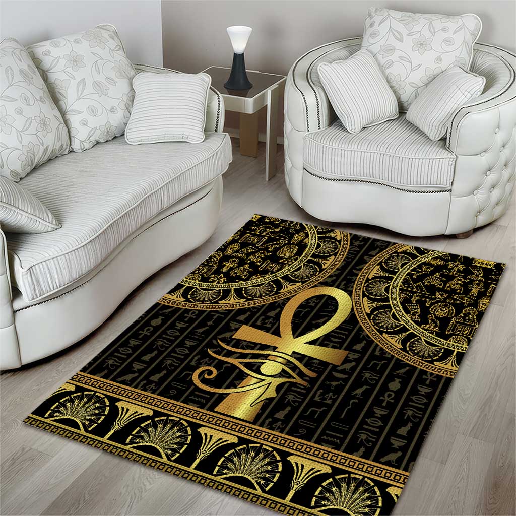 Ancient Egypt Ankh and Eye Of Horus Area Rug Egyptian Hieroglyphs - Wonder Print Shop