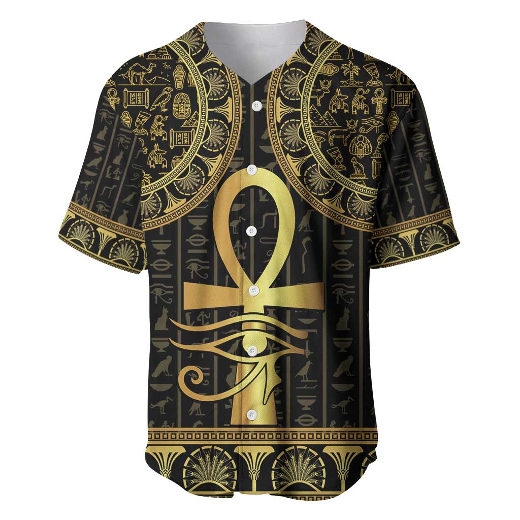 Ancient Egypt Ankh and Eye Of Horus Baseball Jersey Egyptian Hieroglyphs - Wonder Print Shop