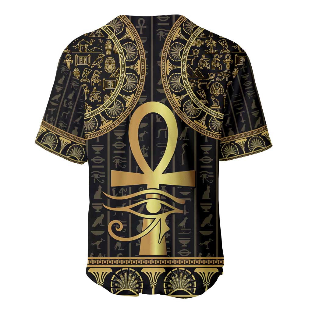 Ancient Egypt Ankh and Eye Of Horus Baseball Jersey Egyptian Hieroglyphs - Wonder Print Shop
