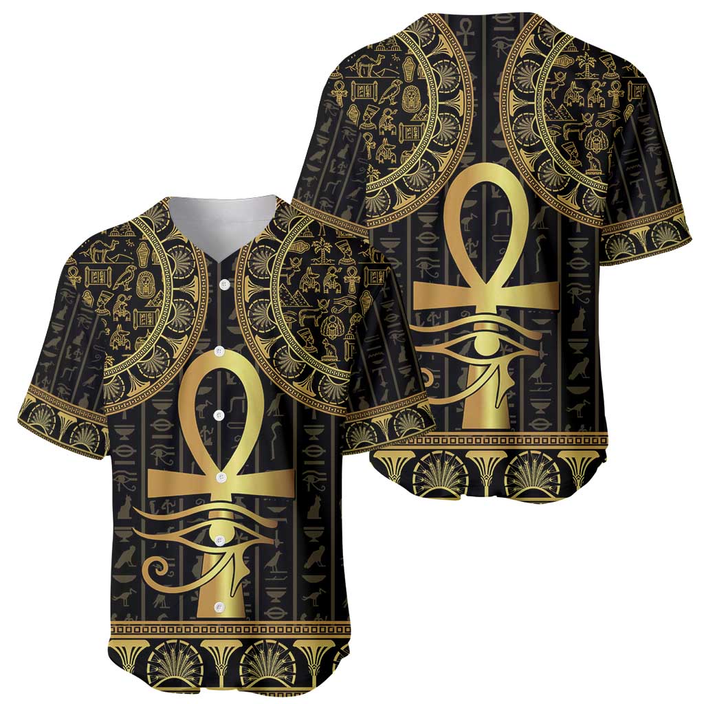 Ancient Egypt Ankh and Eye Of Horus Baseball Jersey Egyptian Hieroglyphs - Wonder Print Shop