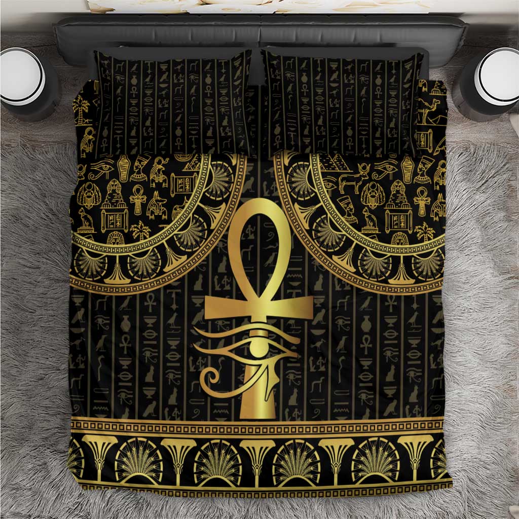 Ancient Egypt Ankh and Eye Of Horus Bedding Set Egyptian Hieroglyphs - Wonder Print Shop