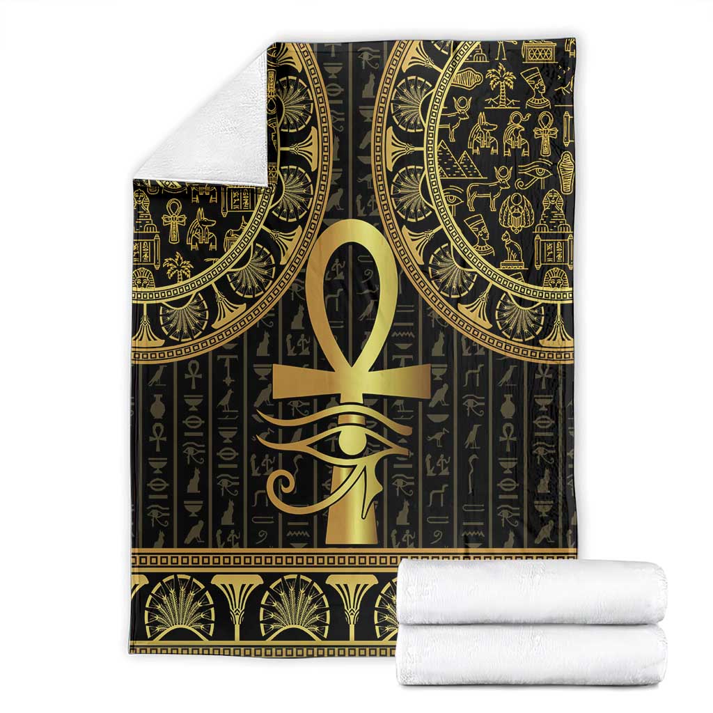 Ancient Egypt Ankh and Eye Of Horus Blanket Egyptian Hieroglyphs