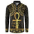 Ancient Egypt Ankh and Eye Of Horus Button Sweatshirt Egyptian Hieroglyphs - Wonder Print Shop
