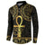 Ancient Egypt Ankh and Eye Of Horus Button Sweatshirt Egyptian Hieroglyphs - Wonder Print Shop
