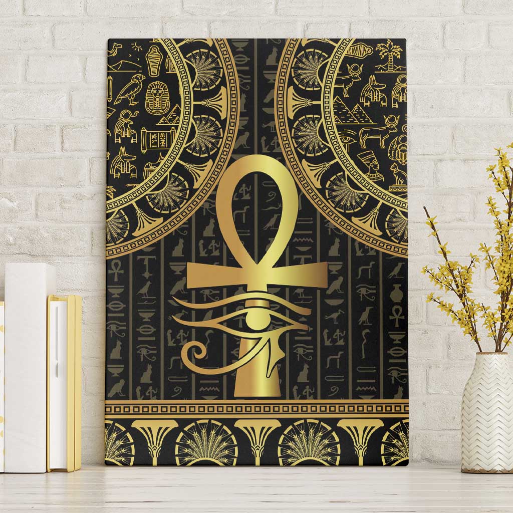 Ancient Egypt Ankh and Eye Of Horus Canvas Wall Art Egyptian Hieroglyphs - Wonder Print Shop