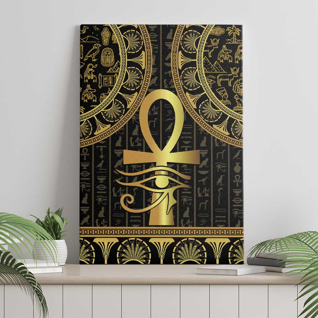 Ancient Egypt Ankh and Eye Of Horus Canvas Wall Art Egyptian Hieroglyphs - Wonder Print Shop