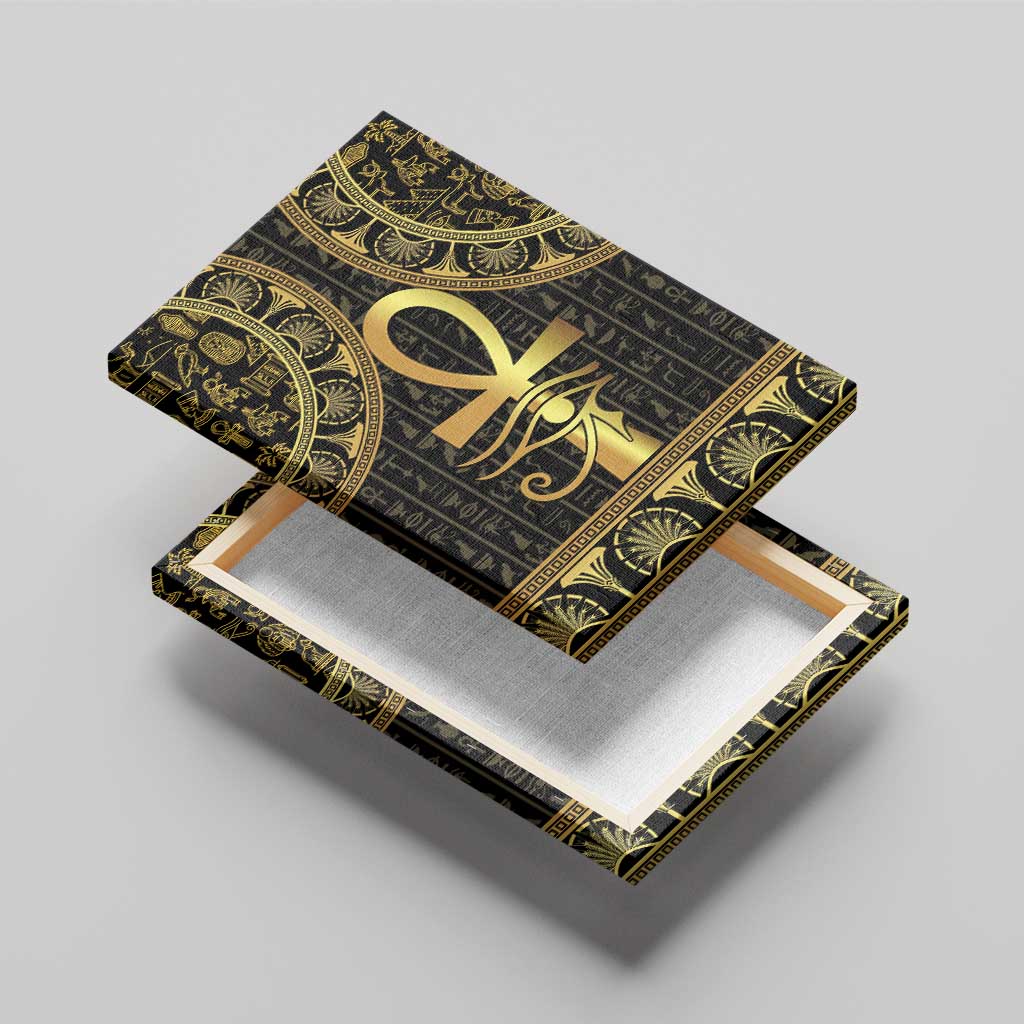 Ancient Egypt Ankh and Eye Of Horus Canvas Wall Art Egyptian Hieroglyphs - Wonder Print Shop