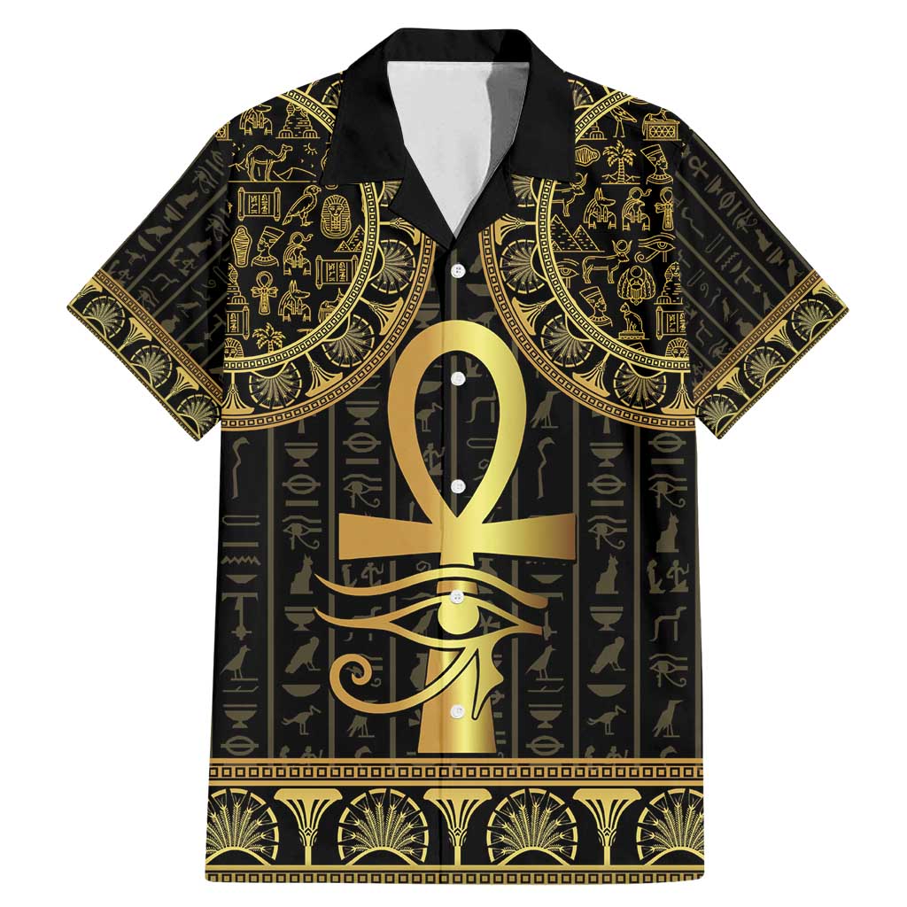 Ancient Egypt Ankh and Eye Of Horus Family Matching Mermaid Dress and Hawaiian Shirt Egyptian Hieroglyphs - Wonder Print Shop