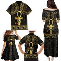Ancient Egypt Ankh and Eye Of Horus Family Matching Puletasi and Hawaiian Shirt Egyptian Hieroglyphs - Wonder Print Shop