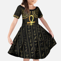 Ancient Egypt Ankh and Eye Of Horus Family Matching Summer Maxi Dress and Hawaiian Shirt Egyptian Hieroglyphs - Wonder Print Shop