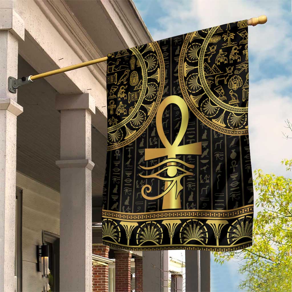 Ancient Egypt Ankh and Eye Of Horus Garden Flag Egyptian Hieroglyphs - Wonder Print Shop