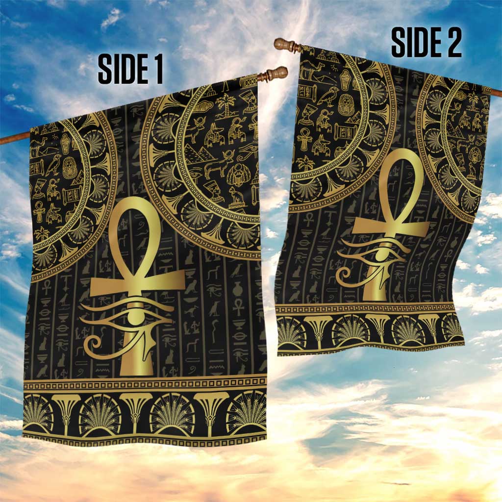 Ancient Egypt Ankh and Eye Of Horus Garden Flag Egyptian Hieroglyphs - Wonder Print Shop