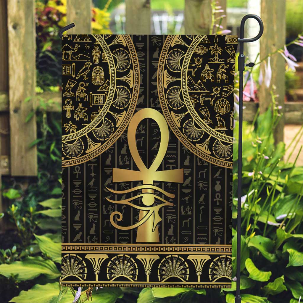 Ancient Egypt Ankh and Eye Of Horus Garden Flag Egyptian Hieroglyphs - Wonder Print Shop