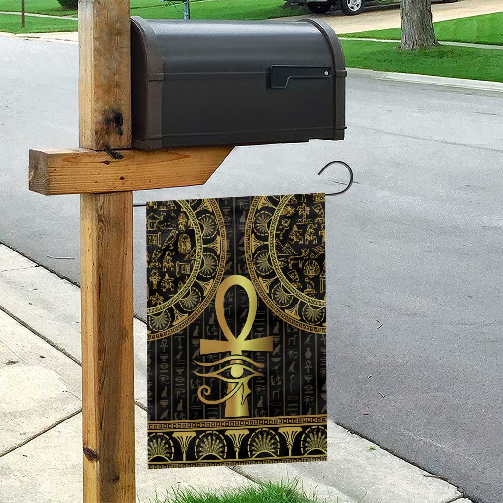 Ancient Egypt Ankh and Eye Of Horus Garden Flag Egyptian Hieroglyphs - Wonder Print Shop