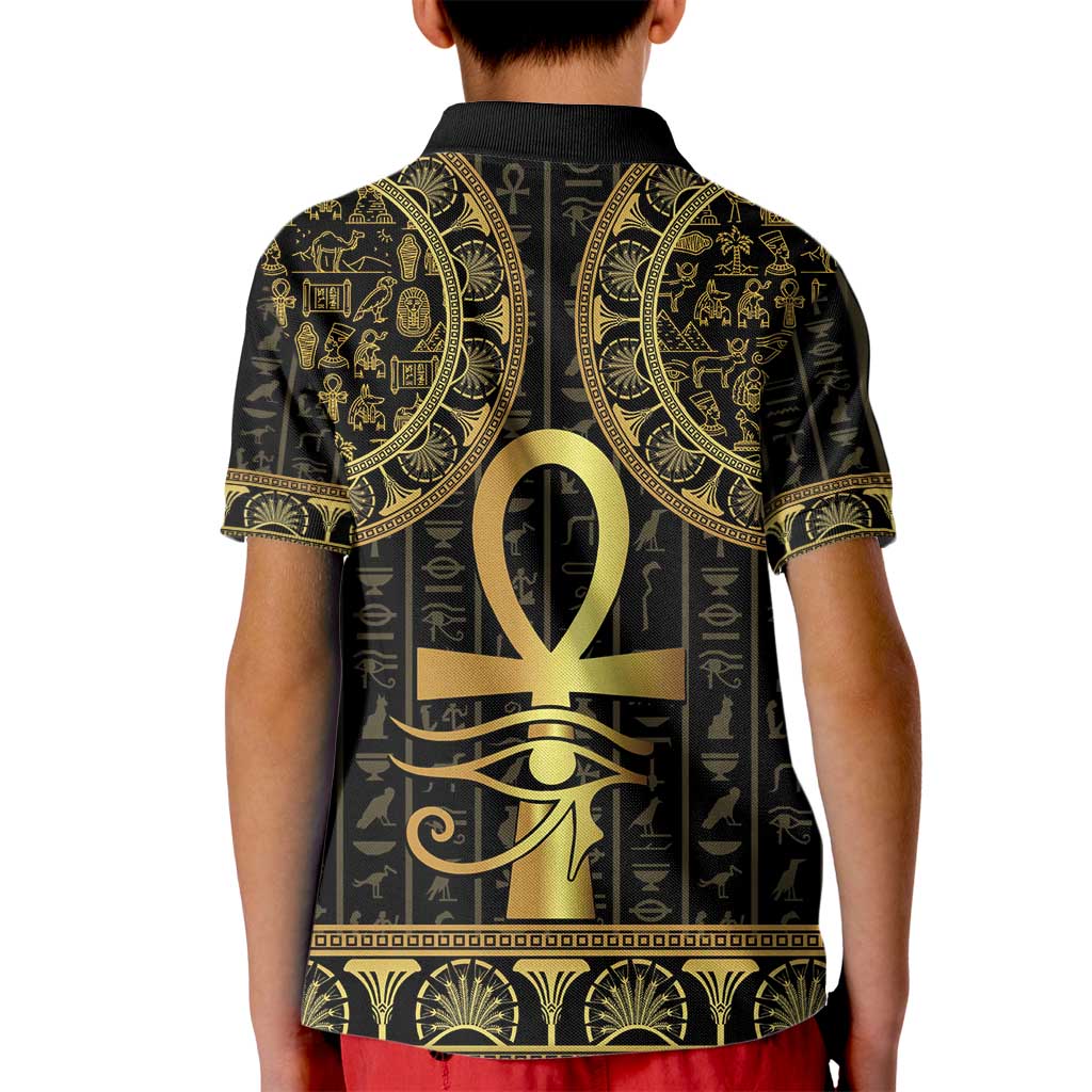 Ancient Egypt Ankh and Eye Of Horus Kid Polo Shirt Egyptian Hieroglyphs - Wonder Print Shop