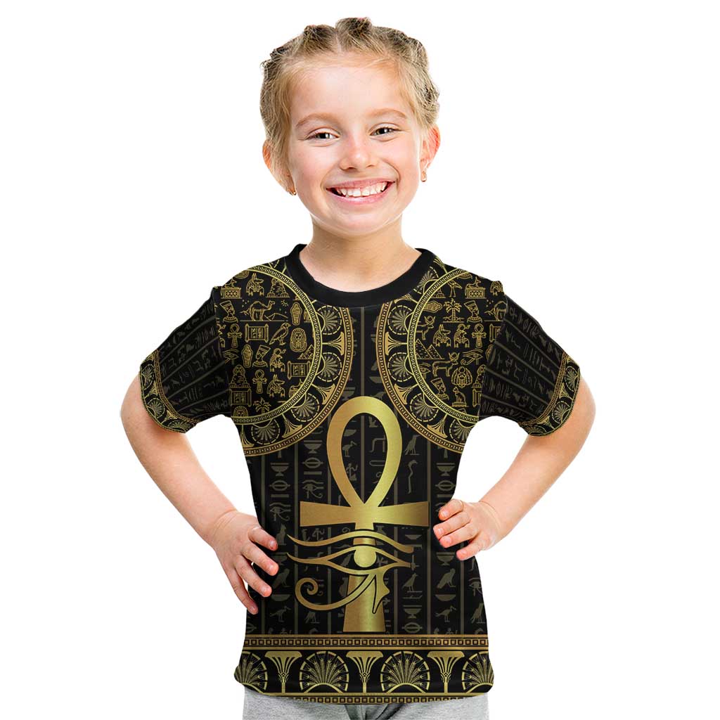 Ancient Egypt Ankh and Eye Of Horus Kid T Shirt Egyptian Hieroglyphs - Wonder Print Shop