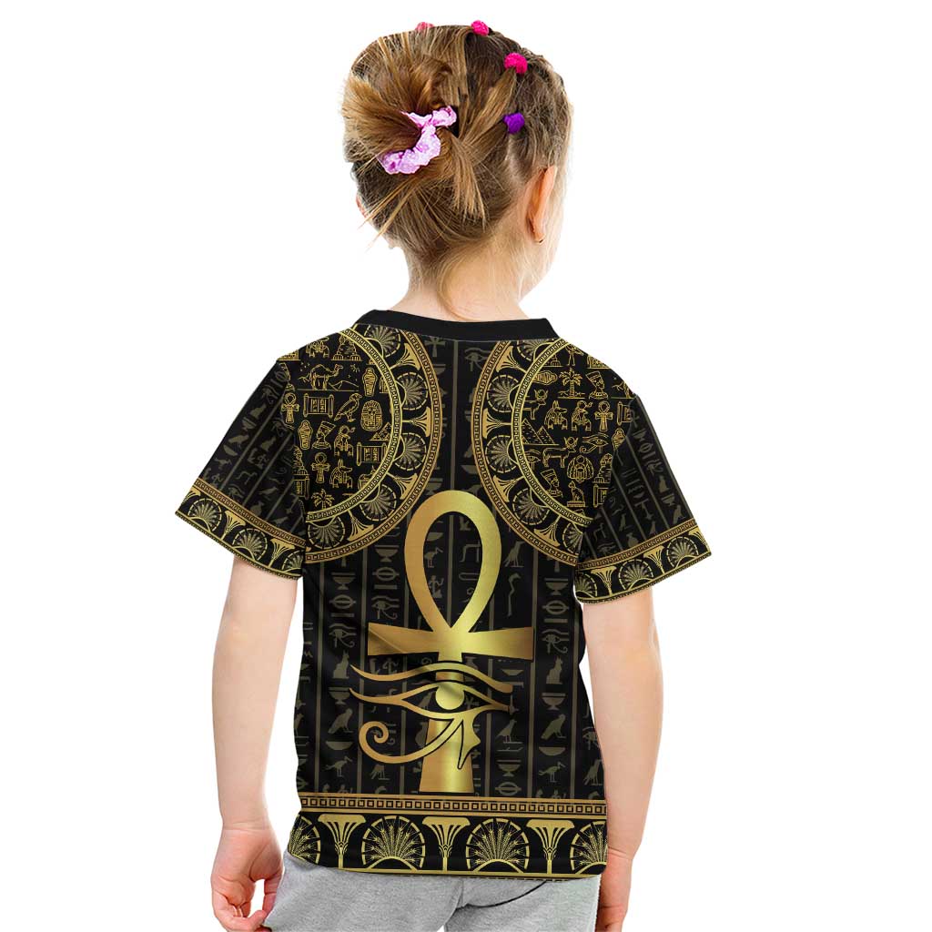 Ancient Egypt Ankh and Eye Of Horus Kid T Shirt Egyptian Hieroglyphs - Wonder Print Shop