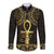 Ancient Egypt Ankh and Eye Of Horus Long Sleeve Button Shirt Egyptian Hieroglyphs - Wonder Print Shop
