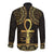 Ancient Egypt Ankh and Eye Of Horus Long Sleeve Button Shirt Egyptian Hieroglyphs - Wonder Print Shop