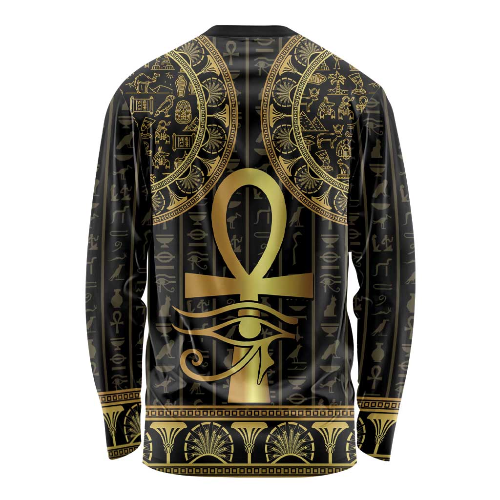 Ancient Egypt Ankh and Eye Of Horus Long Sleeve Shirt Egyptian Hieroglyphs - Wonder Print Shop