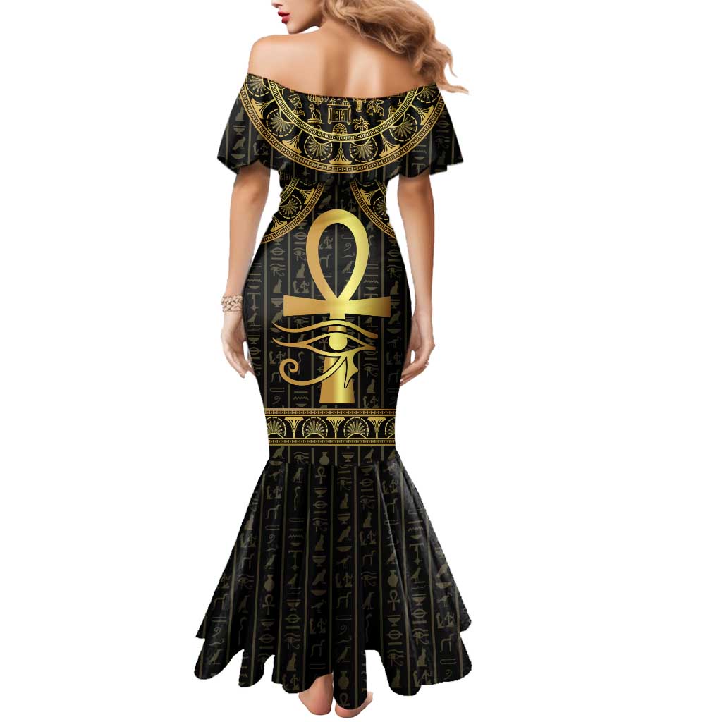 Ancient Egypt Ankh and Eye Of Horus Mermaid Dress Egyptian Hieroglyphs - Wonder Print Shop