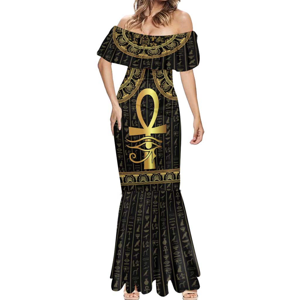 Ancient Egypt Ankh and Eye Of Horus Mermaid Dress Egyptian Hieroglyphs - Wonder Print Shop
