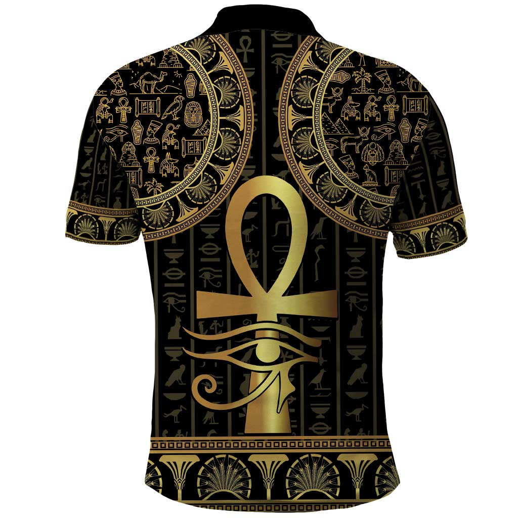 Ancient Egypt Ankh and Eye Of Horus Polo Shirt Egyptian Hieroglyphs - Wonder Print Shop