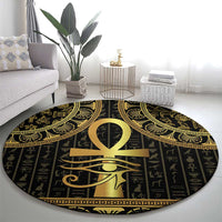 Ancient Egypt Ankh and Eye Of Horus Round Carpet Egyptian Hieroglyphs