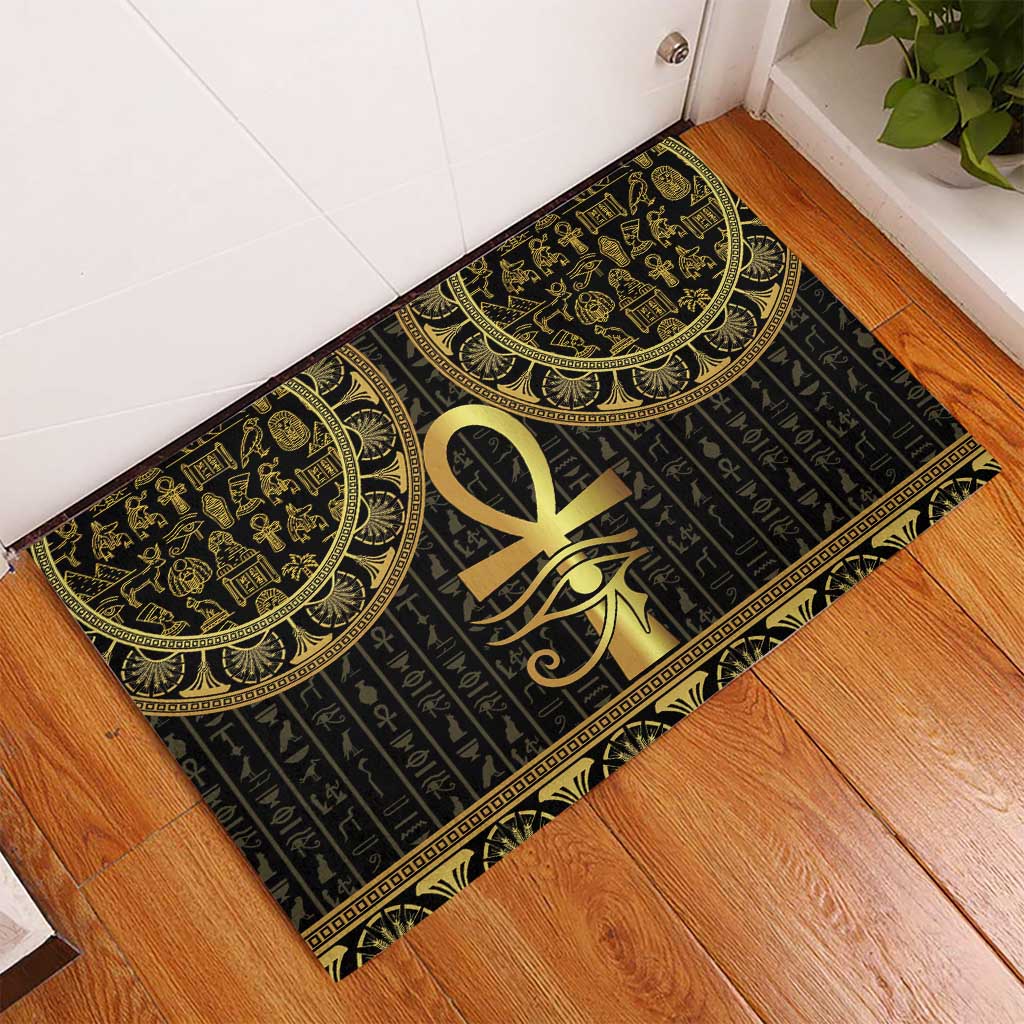 Ancient Egypt Ankh and Eye Of Horus Rubber Doormat Egyptian Hieroglyphs - Wonder Print Shop