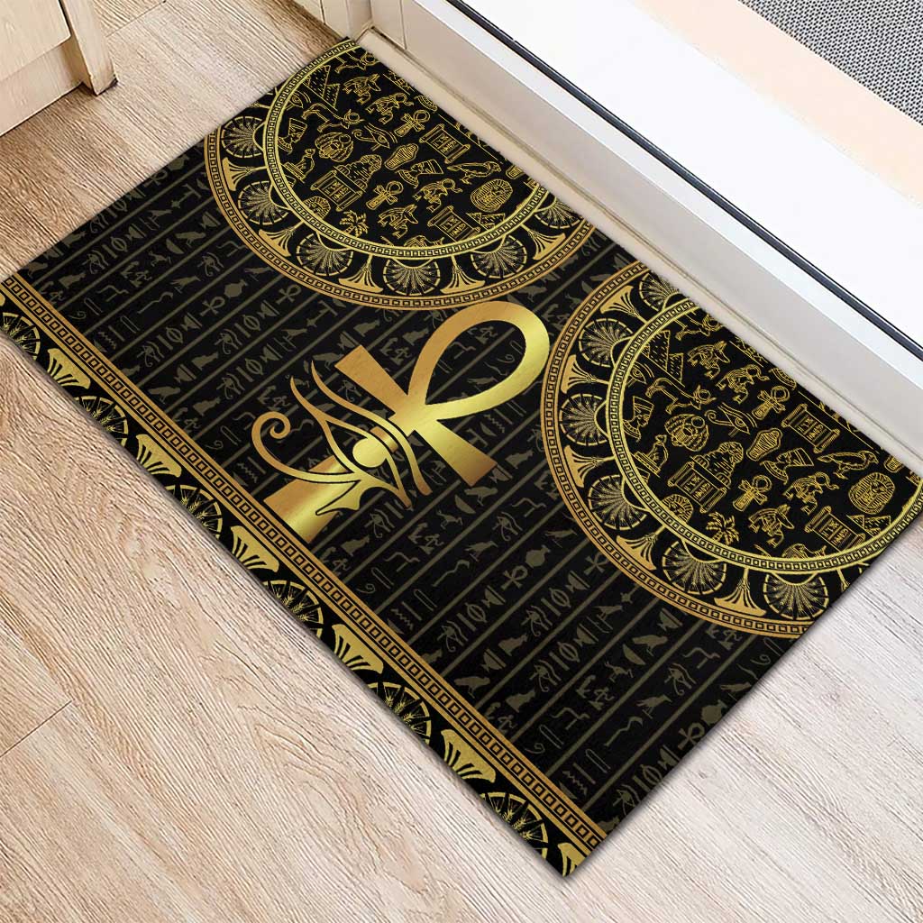 Ancient Egypt Ankh and Eye Of Horus Rubber Doormat Egyptian Hieroglyphs - Wonder Print Shop