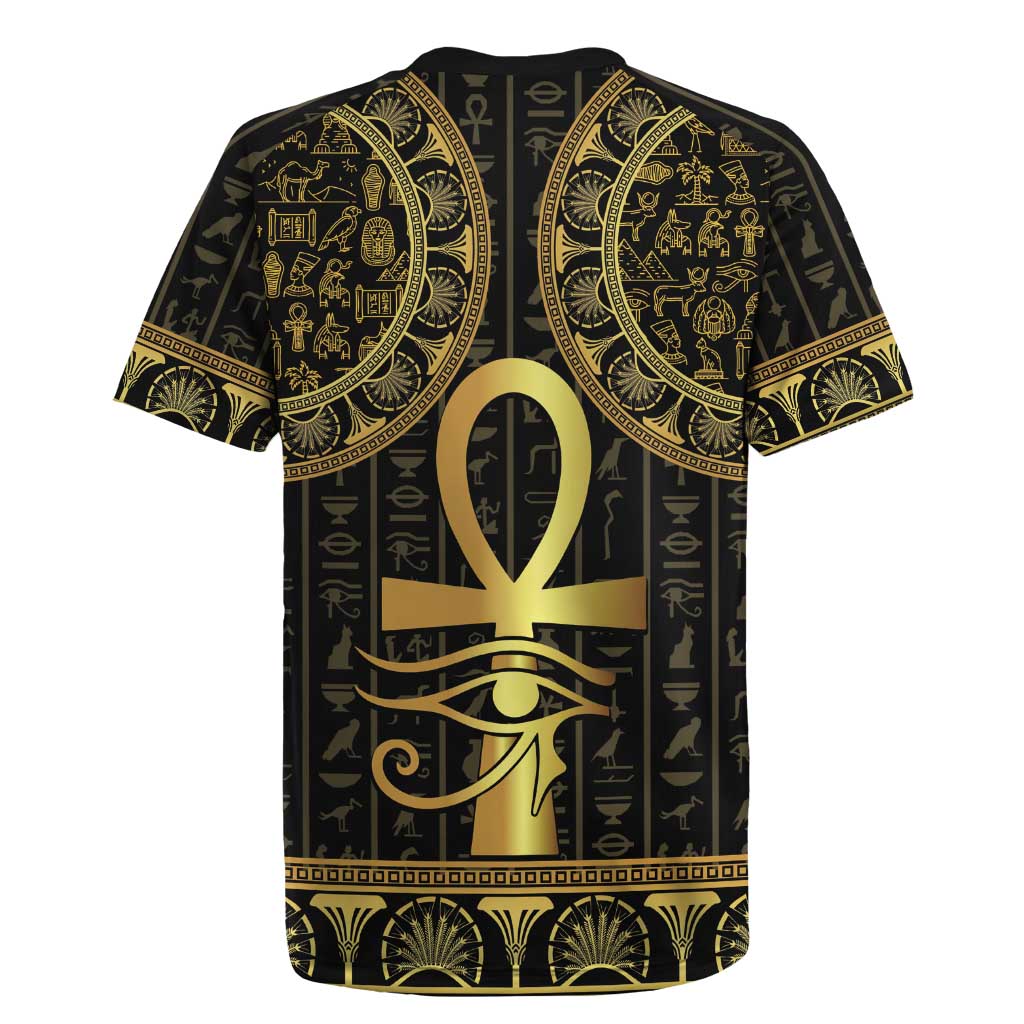 Ancient Egypt Ankh and Eye Of Horus Rugby Jersey Egyptian Hieroglyphs - Wonder Print Shop