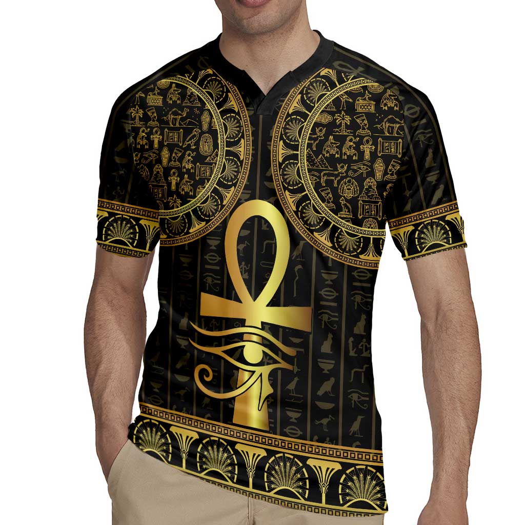 Ancient Egypt Ankh and Eye Of Horus Rugby Jersey Egyptian Hieroglyphs - Wonder Print Shop
