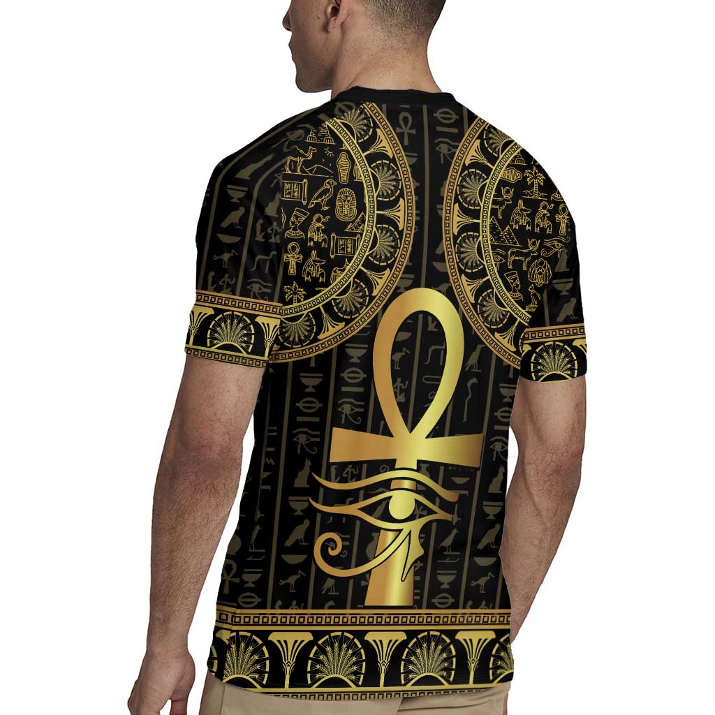 Ancient Egypt Ankh and Eye Of Horus Rugby Jersey Egyptian Hieroglyphs - Wonder Print Shop