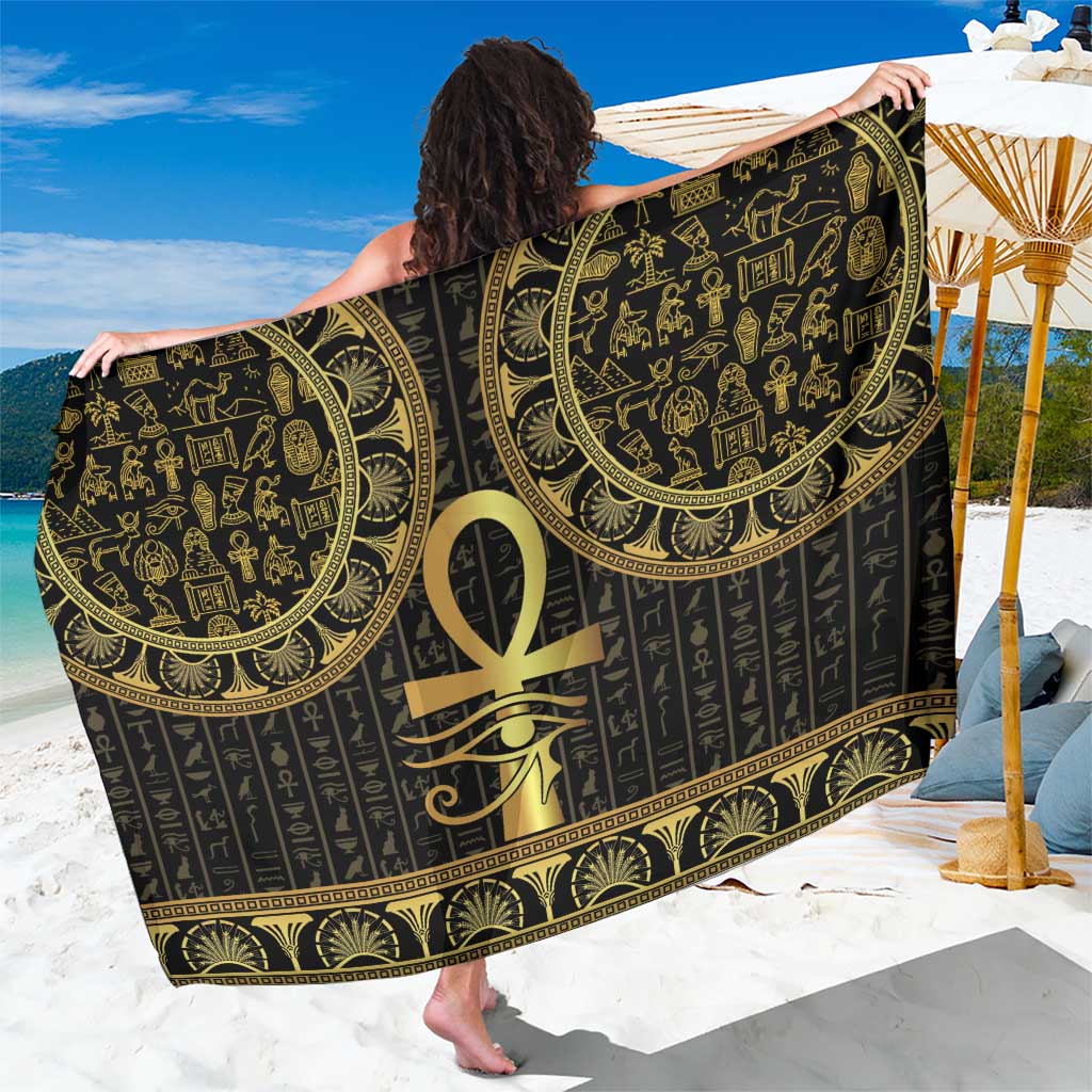 Ancient Egypt Ankh and Eye Of Horus Sarong Egyptian Hieroglyphs - Wonder Print Shop