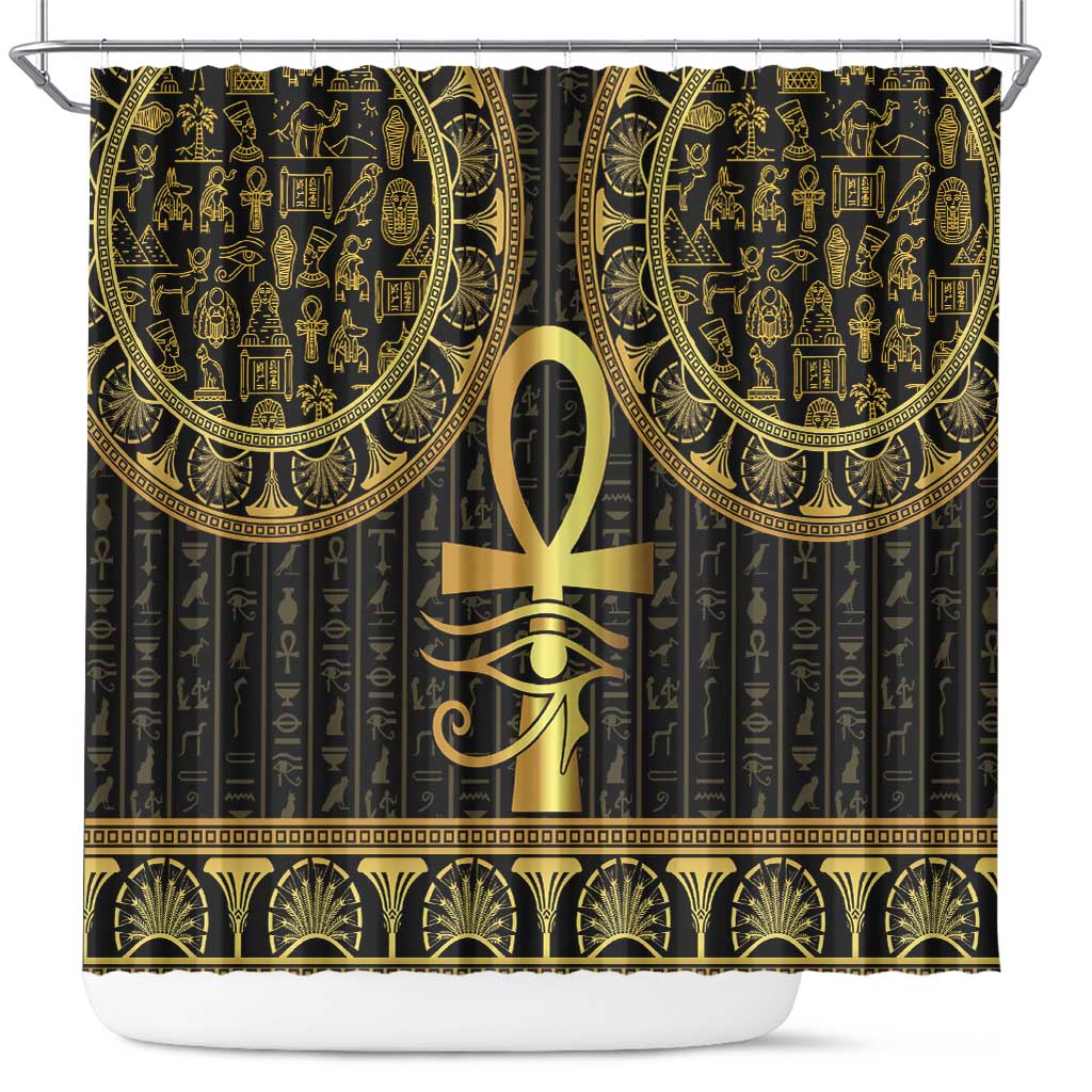 Ancient Egypt Ankh and Eye Of Horus Shower Curtain Egyptian Hieroglyphs