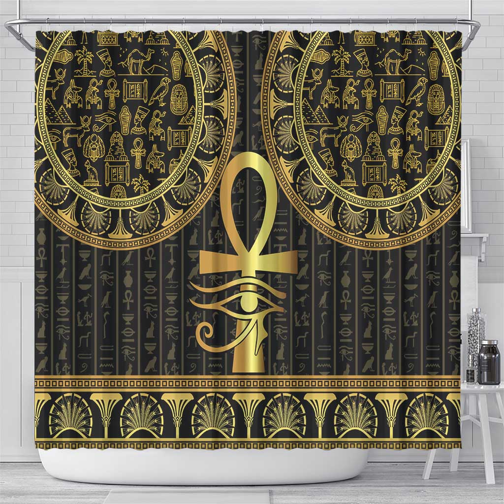 Ancient Egypt Ankh and Eye Of Horus Shower Curtain Egyptian Hieroglyphs